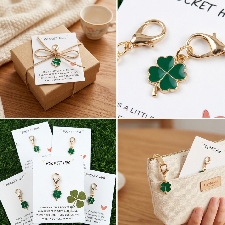 พร้อมส่ง 🇹🇭 "Lucky Clover Pocket Hug 🍀 จี้ใบโคลเวอร์นำโชค พกพาไปทุกที่ เสริมโชคดี