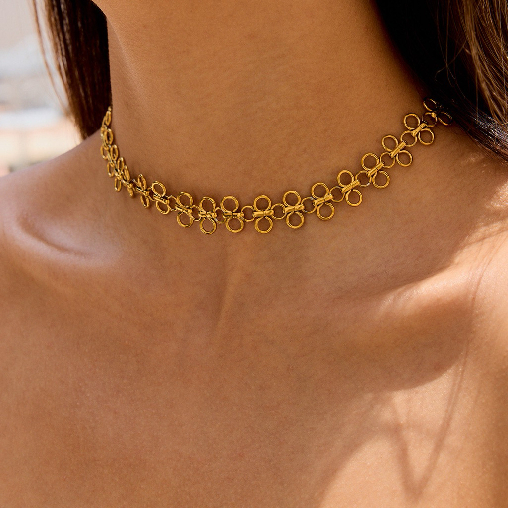 TIARA Ophelia Choker Necklace (18k plated - Stainless Steel) สร้อยสแตนเลสชุบทอง18k โดนน้ำได้ ไม่ลอกไม่ดำ ผิวแพ้ง่ายใส่