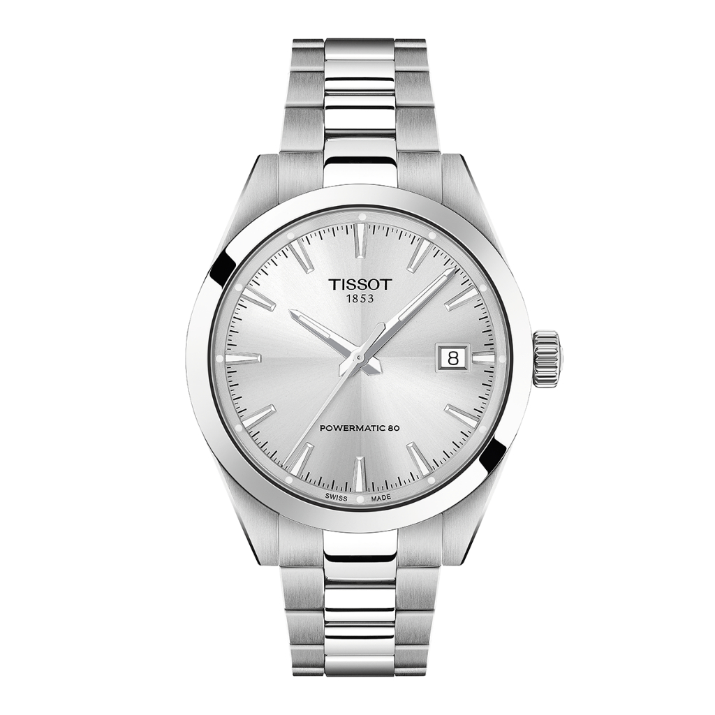 Tissot Gentleman 38 mm Powermatic 80 เจนเทิลแมน 38 มม. ออโต้ สีเงิน เทา T1658071103100 นาฬิกาผู้ชาย