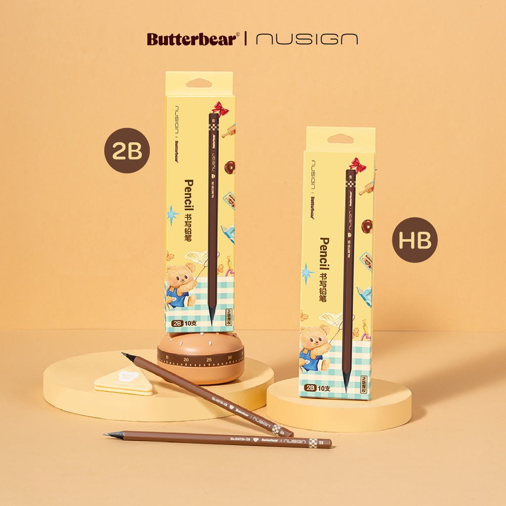 (Nusign X ButterBear) ดินสอไม้สีดำ รุ่น NS730 ดินสอNusign ดินสอ ดินสอลายหมีเนย บัตเตอร์แบร์ (HB/2B)