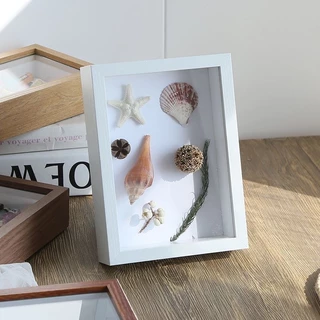 กรอบรูปใส่ดอกไม้แห้ง วางได้แนวตั้ง/นอน แบบกลวง สามมิติ DIY ของขวัญวันเกิด มีหลายขนาดและสีให้เลือก