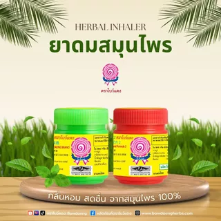 ยาดมสมุนไพร ตราโบว์แดง (มีฮาลาล/HALAL) Herbal Inhaler Bowdaeng Brand 红丝带牌草药鼻通