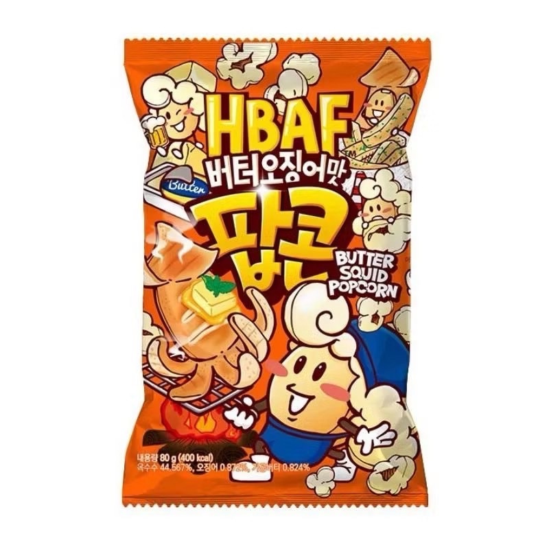 (6ห่อ)HBAF Butter Squid Popcorn 80g.