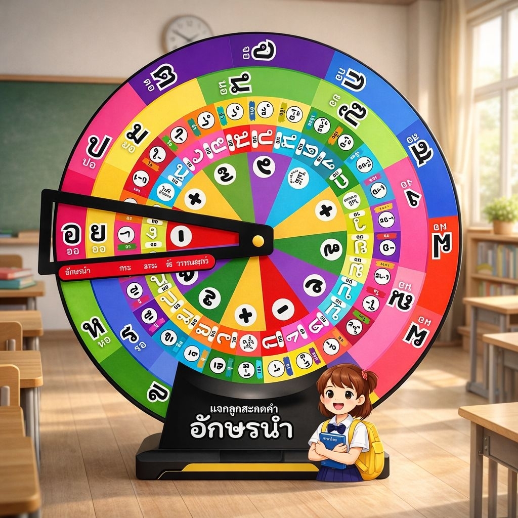 วงล้อแจกลูกสะกดคำ “อักษรนำ” สื่อการสอนภาษาไทย ฝึกอ่าน ป.1–ป.3 หมุนได้จริง สีสันสดใส