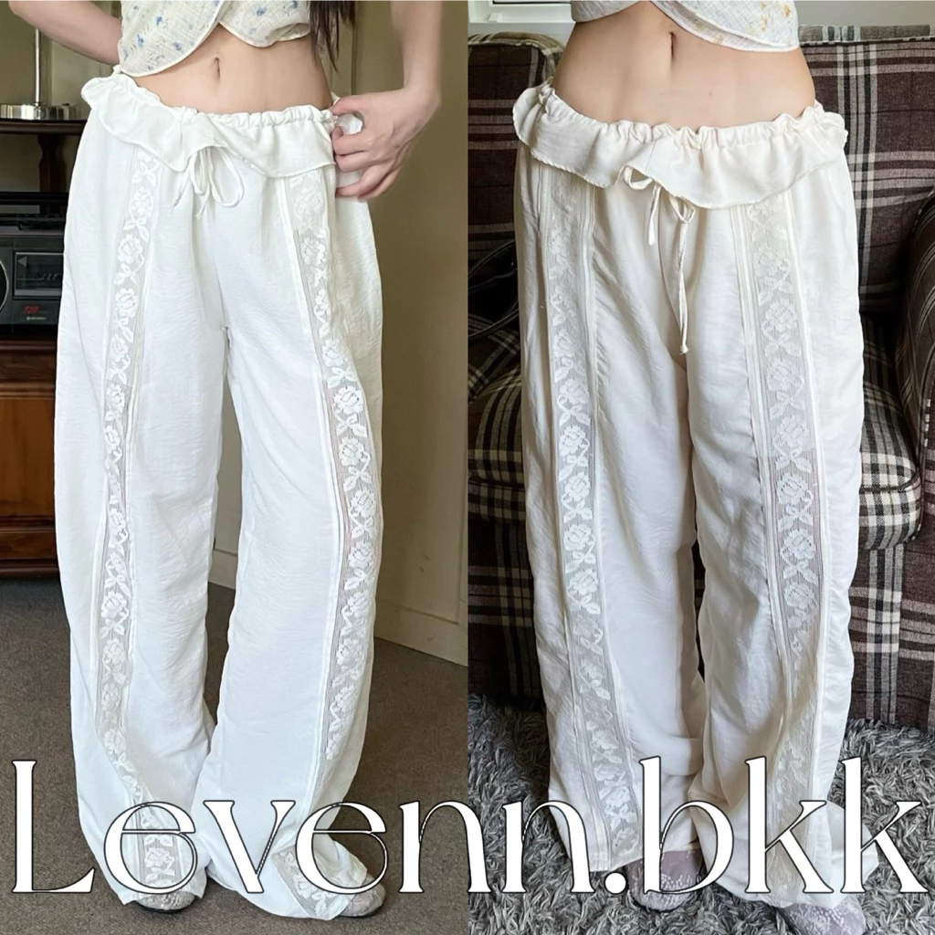 Levenn.bkk • Grasby Pants กางเกงขายาว ดีเทลแต่งลูกไม้ เอวพับ ทรงสวย สุดฮอต