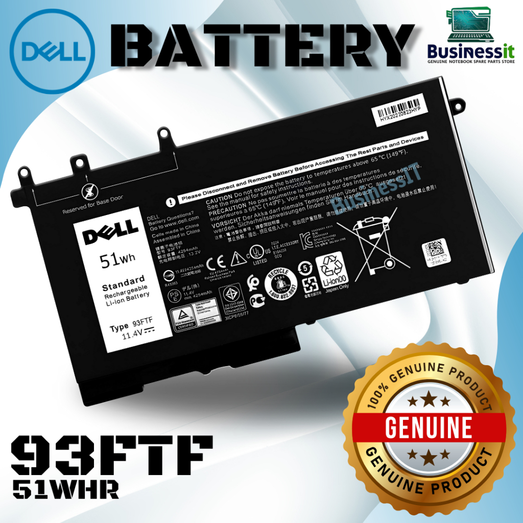 Battery Dell Latitude 5280 D4CMT 93FTF แบตแท้ รับประกันศูนย์ Dell Thailand