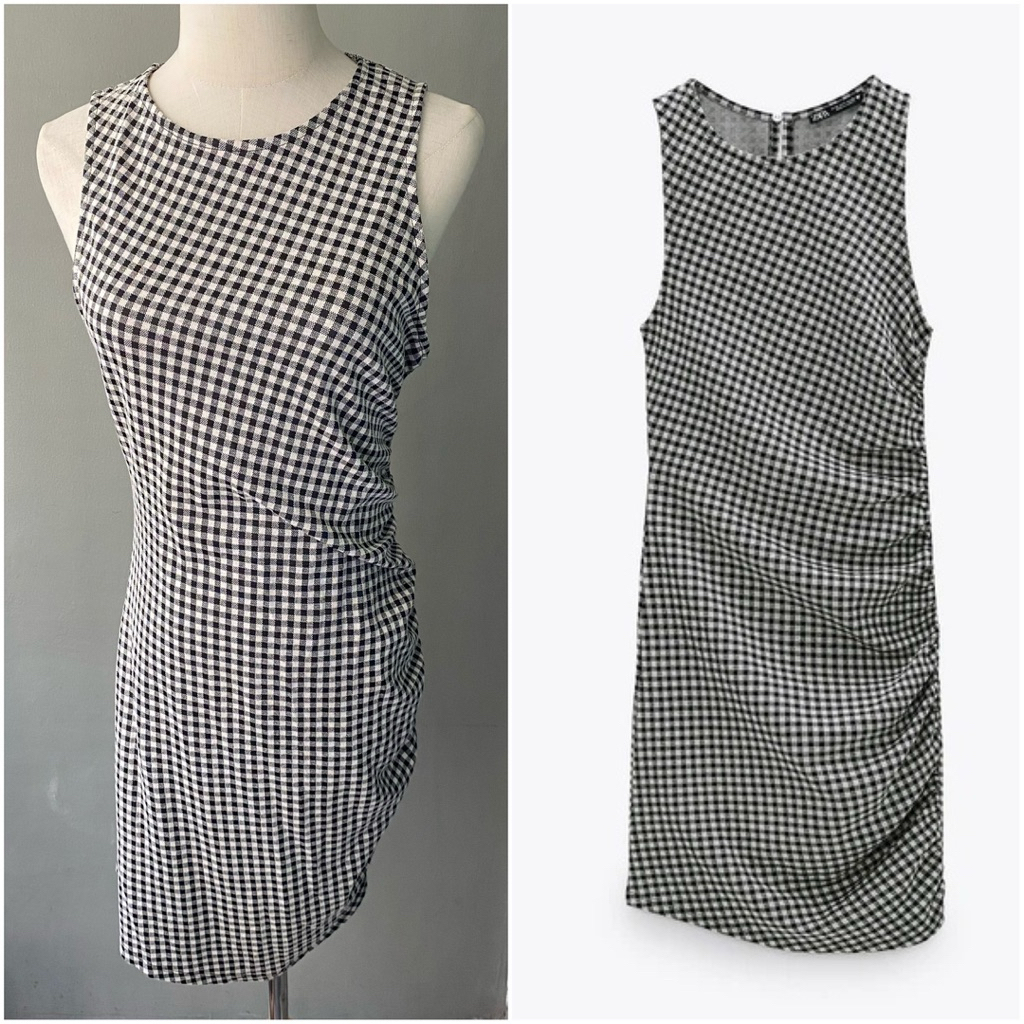 USED Zara plaid bodycon dress size L