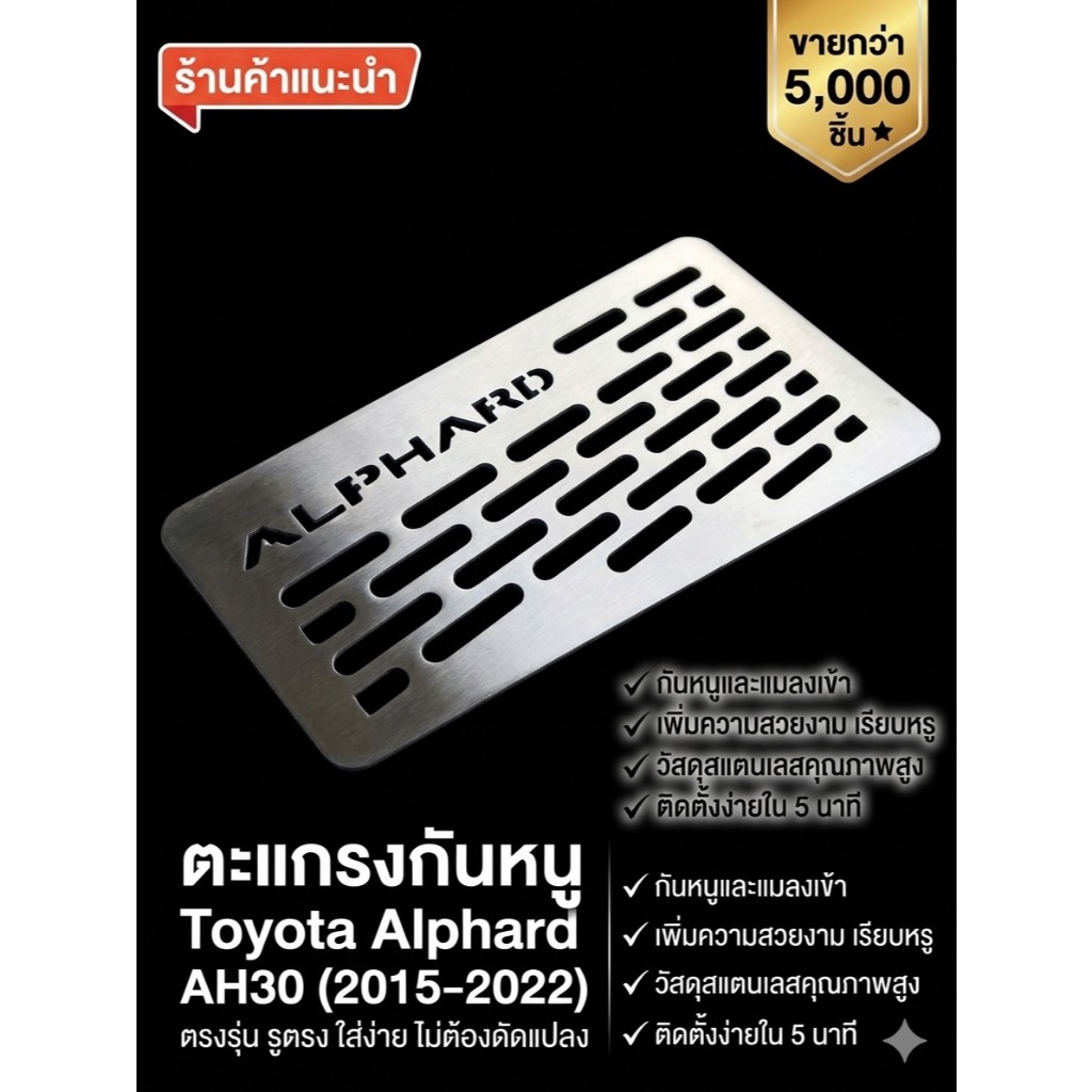 ตะแกรงกันหนู Alphard AH 30 แผ่นปิดกันหนู Toyota Alphard ah30 2015-2022 (SH-02) 😎A😎