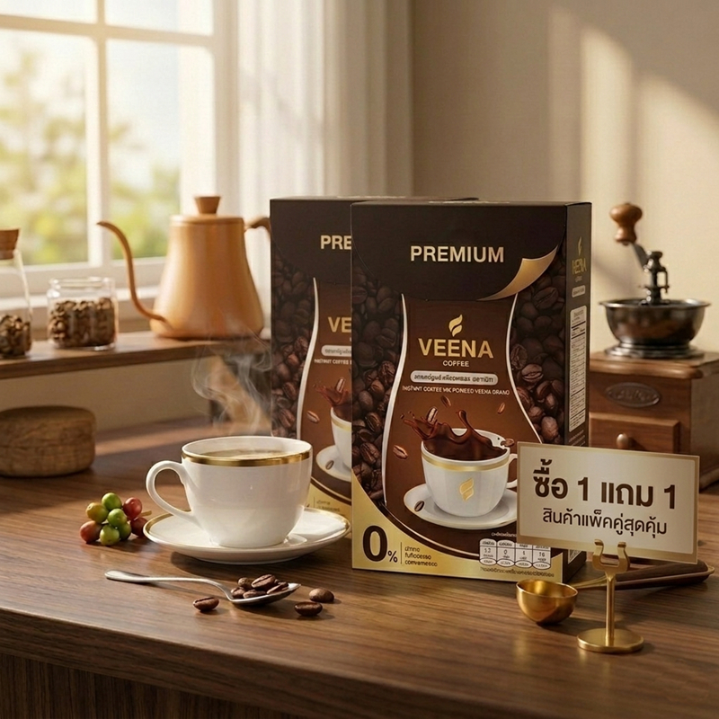 Pro!! Veena Coffee 32 in 1 วีน่า คอฟฟี่ แพคคู่สุดคุ้ม กาแฟเพื่อสุขภาพ สูตรพรีเมียม สารสกัดสมุนไพร 32
