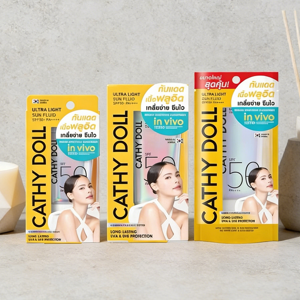 Cathy Doll Ultra Light Sun Fluid SPF50+ PA++++ （40ml,70ml） กันแดดเนื้อเซรั่ม ฟรีแดด