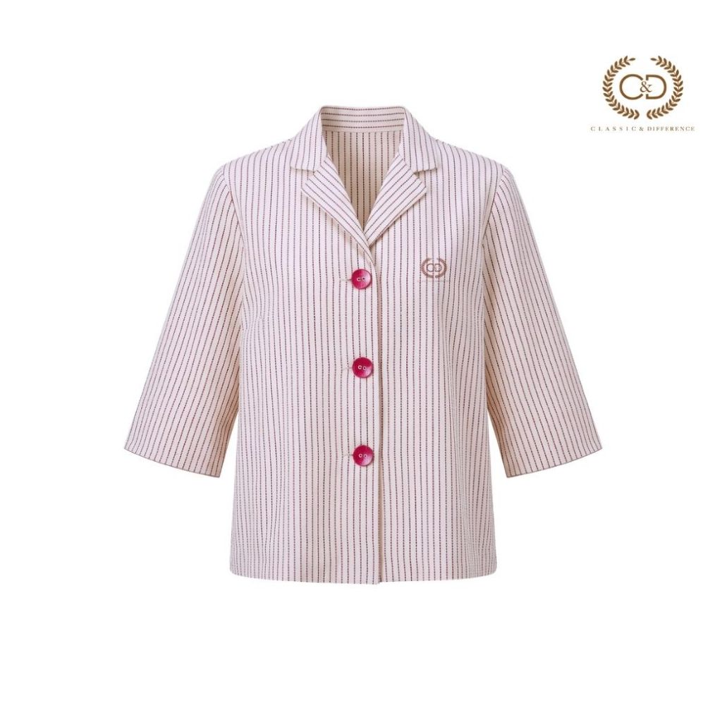 C&D Woman's Blouse Minimal Red เสื้อผู้หญิง แขนสามส่วน สีแดง C9BVRE