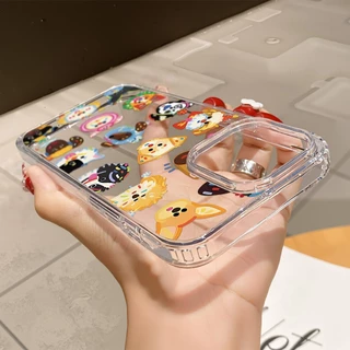 INS เหมาะสำหรับ iPhone 11 13 17 Pro Max 16 15 14 12 11 Pro Max Air 13Proเคสโทรศัพท์มือถือ TPUกันกระแทกรูใหญ่ลายการ์ตูนใส