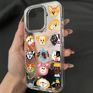 INS เหมาะสำหรับ iPhone 11 13 17 Pro Max 16 15 14 12 11 Pro Max Air 13Proเคสโทรศัพท์มือถือ TPUกันกระแทกรูใหญ่ลายการ์ตูนใส