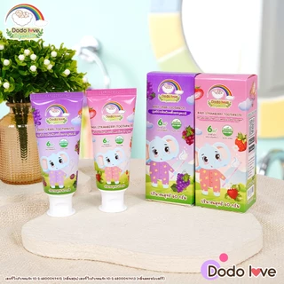 Dodolove Organic ยาสีฟันเด็ก สูตรออแกนิค มีฟลูออไรด์ 1000 ppm ขนาด 60 กรัม สำหรับเด็ก 6 เดือนขึ้นไป