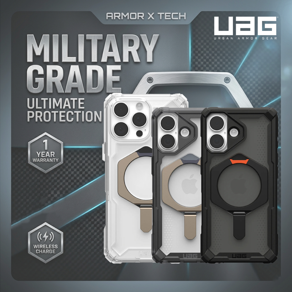 UAG Plasma XTE Magnetic เคสกันกระแทก iPhone 16 / 15 / 14 / 13 / 12 / 11 มีขาตั้ง Kickstand ดีไซน์ใส รองรับชาร์จแม่เหล็ก