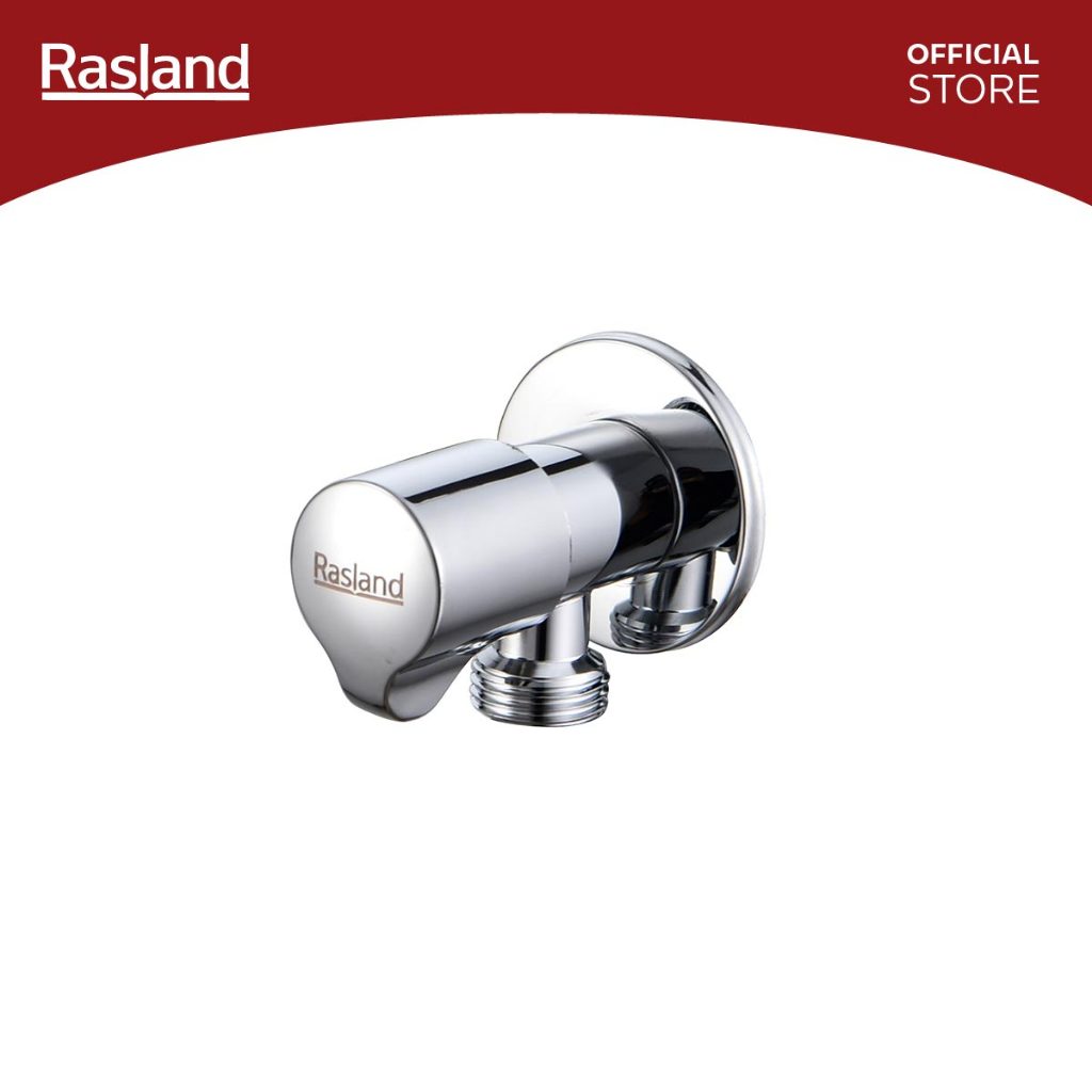 Rasland C321-CR-112233 สต็อปวาล์ว สีโครเมียมเงา ใช้กับชักโครก อ่างล้างมือ สายฉีดชำระ