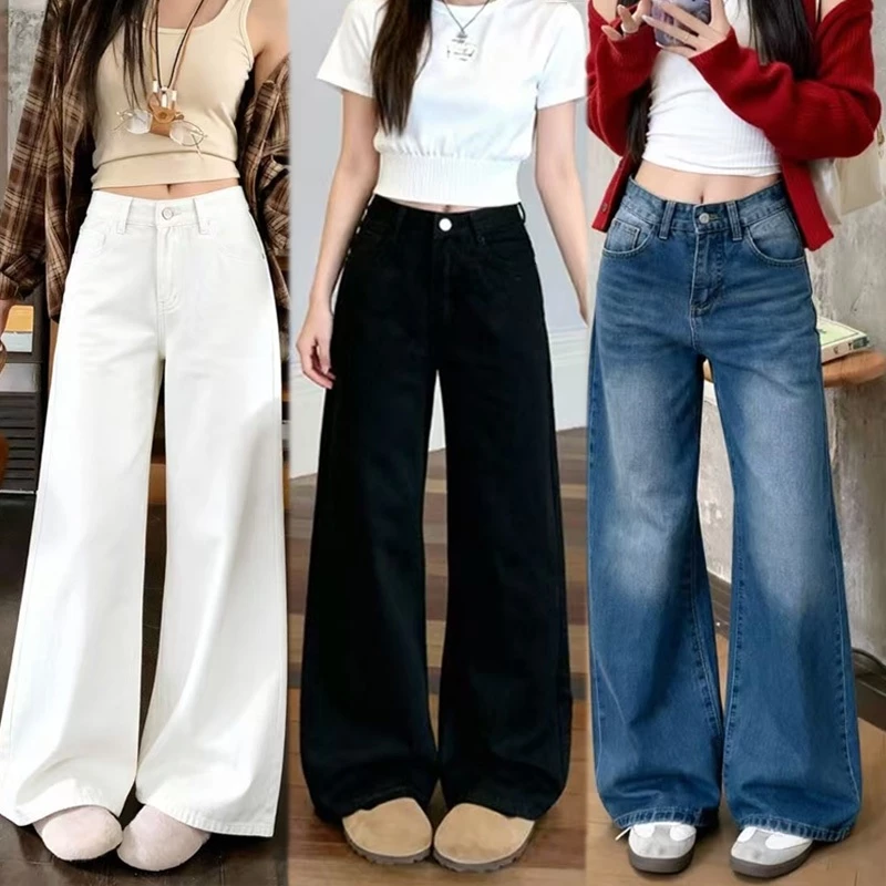 Anata ไซซ์ S-3XL กางเกงยีนส์ สไตล์เกาหลี แนววินเทจ เท้ากว้าง สวยๆเก๋ๆ Clothing Jean Lady ผู้หญิง