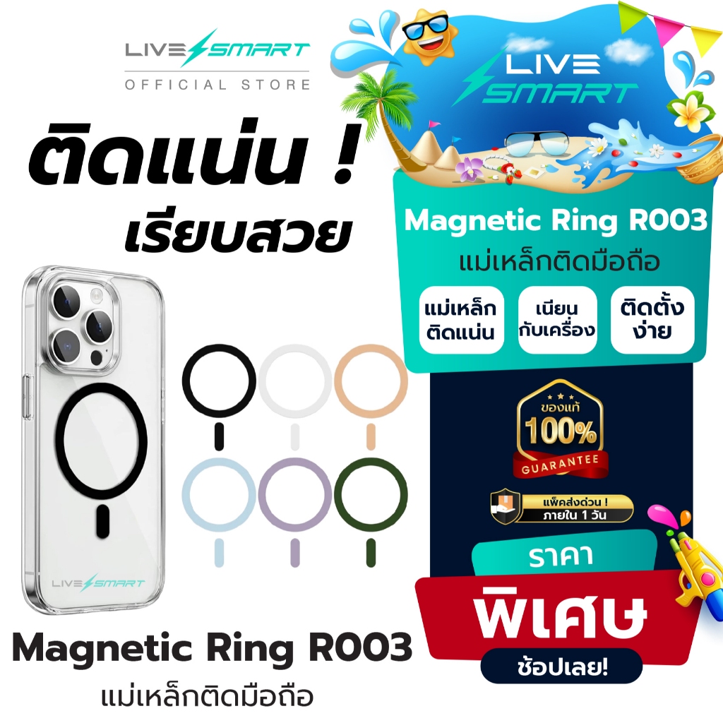 แผ่นแม่เหล็ก ติดหลังมือถือ LiveSmart Magnetic Plate R003 แผ่นเหล็กติดมือถือ