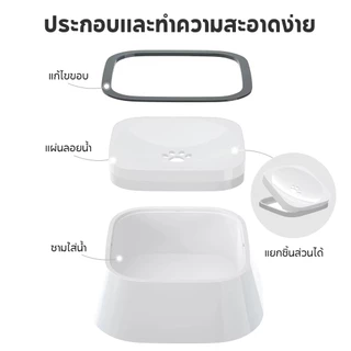 TUBIที่ให้น้ำสัตว์เลี้ยง น้ำพุแมวสุนัข ความจุใหญ่ 1.5L ป้องกันน้ำกระเซ็น ป้องปากเปียก ทำความสะอาดง่าย