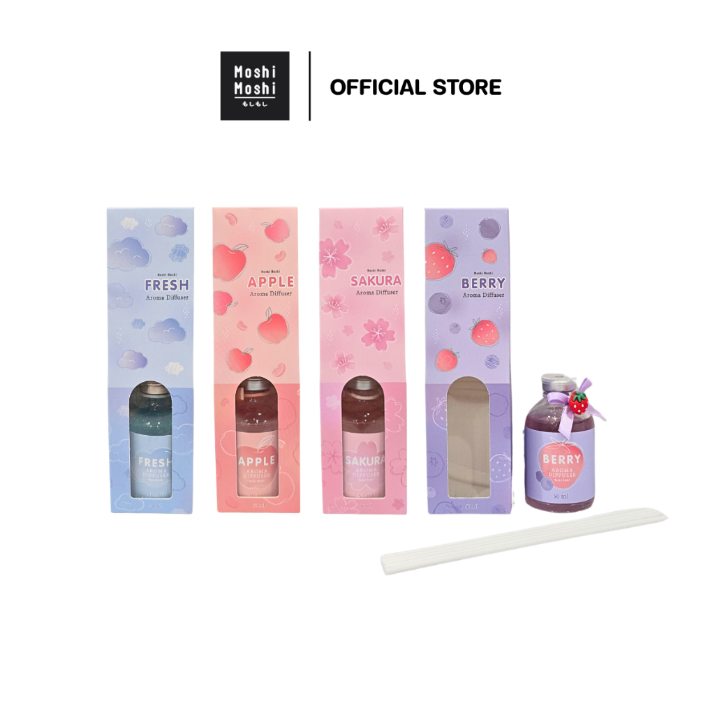 Moshi Moshi น้ำมันหอมระเหย ก้านไม้หอมปรับอากาศ ก้านไม้หอมอโรม่า ขนาด 50 ml. รุ่น 8100033496-33499