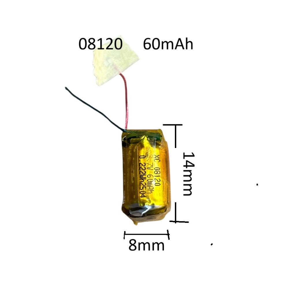 08120 60mAh แบตเตอรี่ลิเธียมทรงกระบอก 3.7v