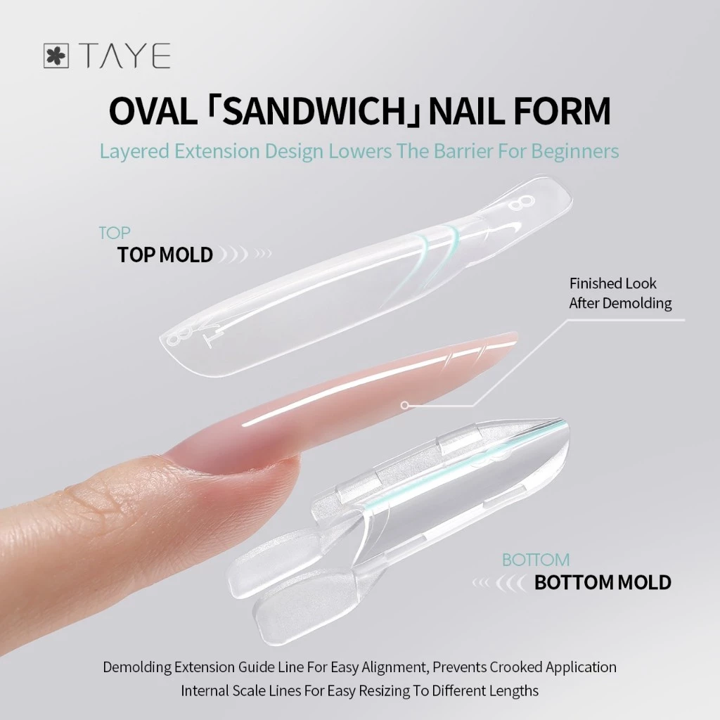 TAYE แม่พิมพ์ต่อเล็บ Sandwich Oval Form ดูโอฟอร์ม แบบใหม่ แบบสับ