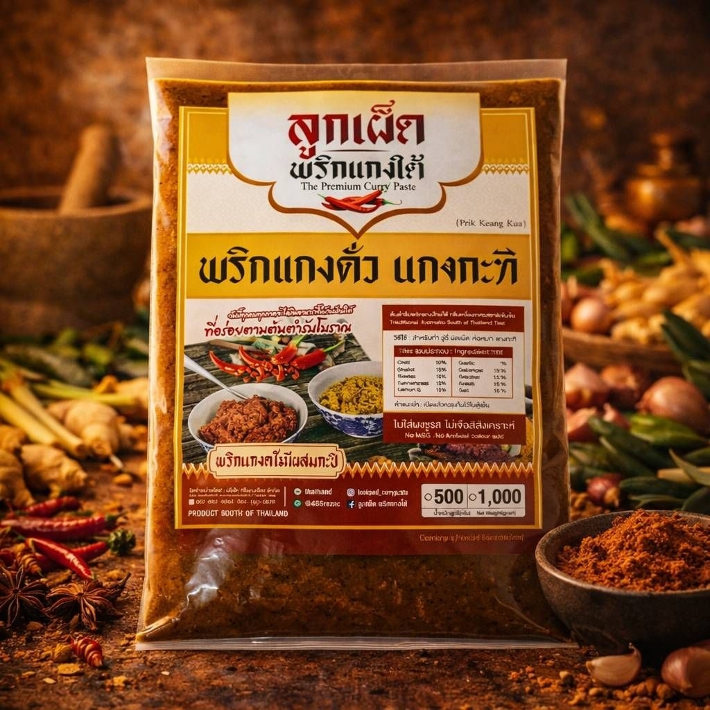 พริกแกงกะทิใต้ เผ็ดร้อน 1 กิโลกรัม พริกแกงคีโต ไม่เจือสีสังเคราะห์ ไม่ใช้ผงปรุงแต่ง มีฮาลาล พาสเจอไรด์ อยู่ได้ 1 ปี