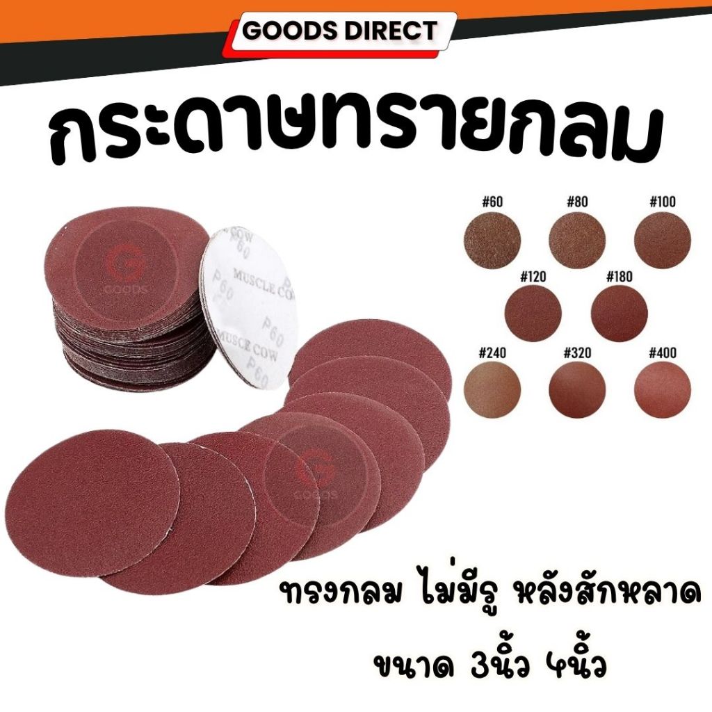 กระดาษทรายกลม 3นิ้ว 4นิ้ว กระดาษทราย กลม หลังสักหลาด ใช้กับจานติดกระดาษทราย ขัดไม้ ขัดเหล็ก