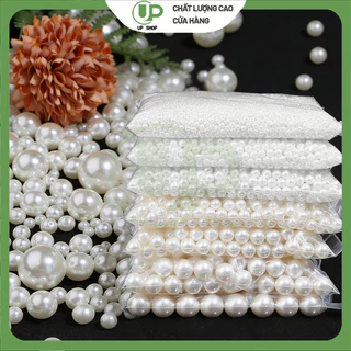 เม็ดมุกเทียม ลูกปัดมุก DIY สีขาวเงางาม หลายขนาด สำหรับงานแต่ง เครื่องประดับ งานประดิษฐ์