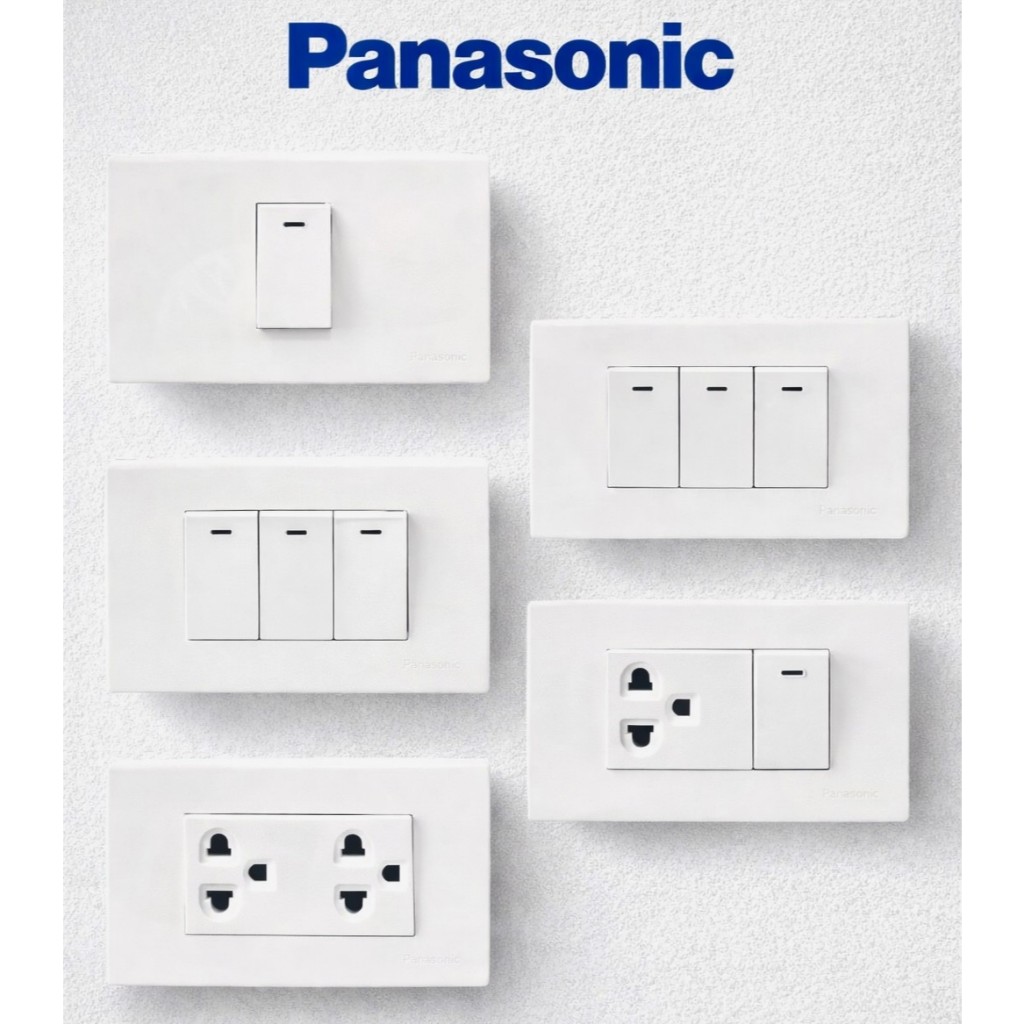 PANASONIC ชุดสวิตซ์และชุดปลั๊กไฟฟ้า ขนาด 3 ช่่อง(ส่งแยกชิ้น ไม่ได้ประกอบ)