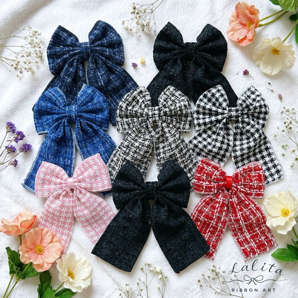 โบว์ติดผม ผ้าทวิต โบว์ผ้า โบว์สวยหวาน *แบบใหม่เข้าเพิ่ม **ลายเยอะ พร้อมส่ง ถ่ายจากสินค้าจริง