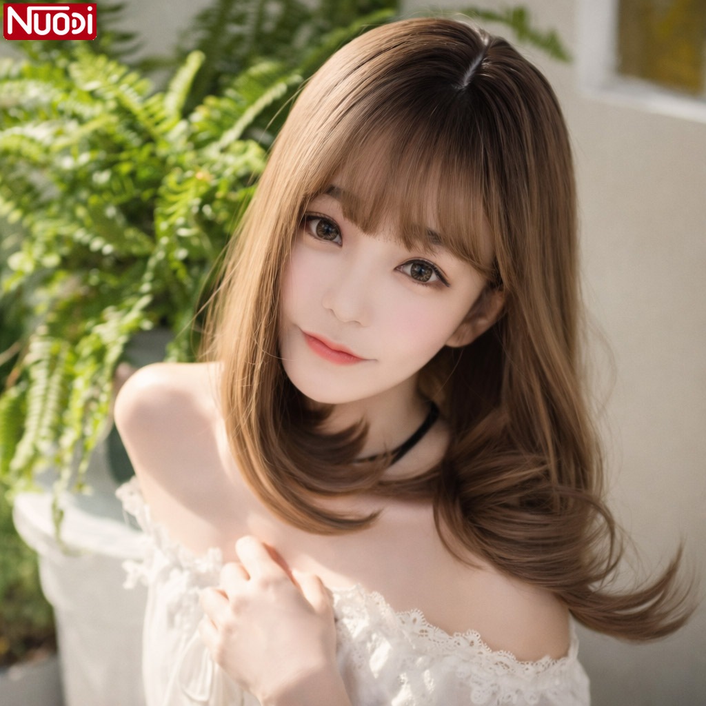 Nuodi วิกผมผู้หญิงหน้าม้า แฮร์พีชผมปลอม Hairpiece วิกผมครอบทั้งศีรษะ ผมปลอมคอสเพลย์ วิกบ๊อบสั้นประบ่าแถมฟรีตาข่ายคลุมผม