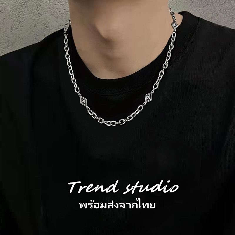 สร้อยคอครอสสตาร์แฟชั่นสไตล์เดียวกับดารา เก๋ไก๋ และหรูหรา วัสดุเหล็กไทเทเนียมไม่ซีดจาง สามารถสวมใส่ได้ทั้งชายและหญิง