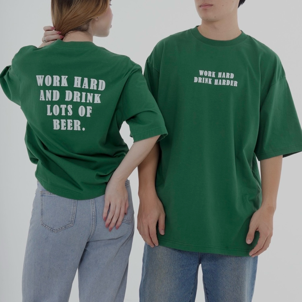 myyoungs - WORK HARD DRINK HARDER เสื้อยืดโอเวอร์ไซส์