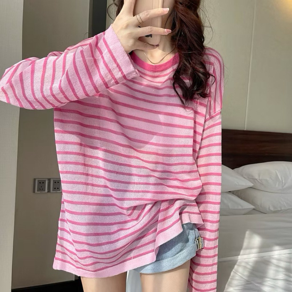 Rawii เสื้อคอกลมแขนยาว "ผ้าริ้วสลาฟ" เบาสบาย ระบายอากาศได้ดี