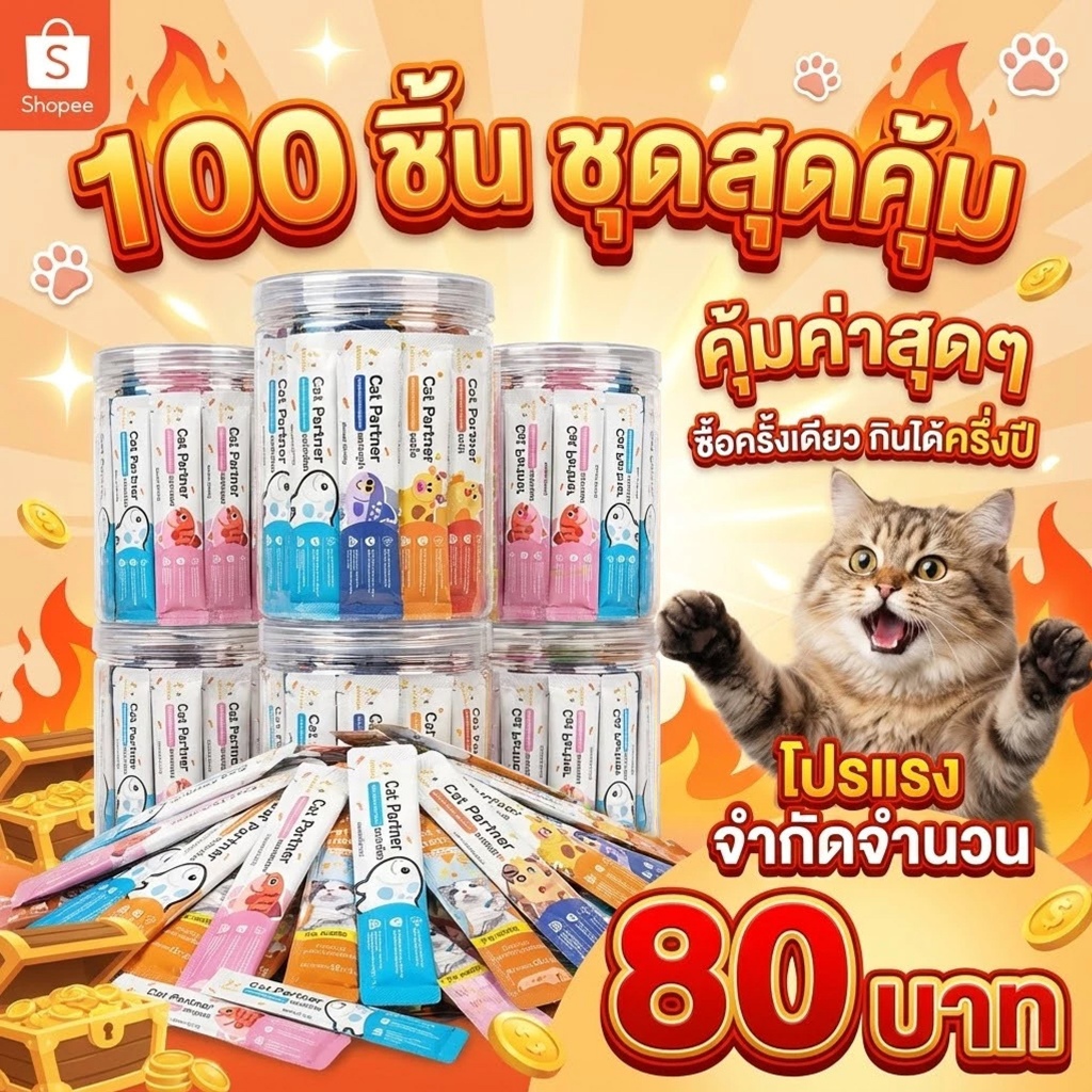 ราคาขายส่ง!🔥 Ketzuzu [100 ชิ้น] ขนมแมวเลียสูตรพรีเมียม 17g อร่อยจุใจ ชุ่มชื้น ดีต่อสุขภาพ