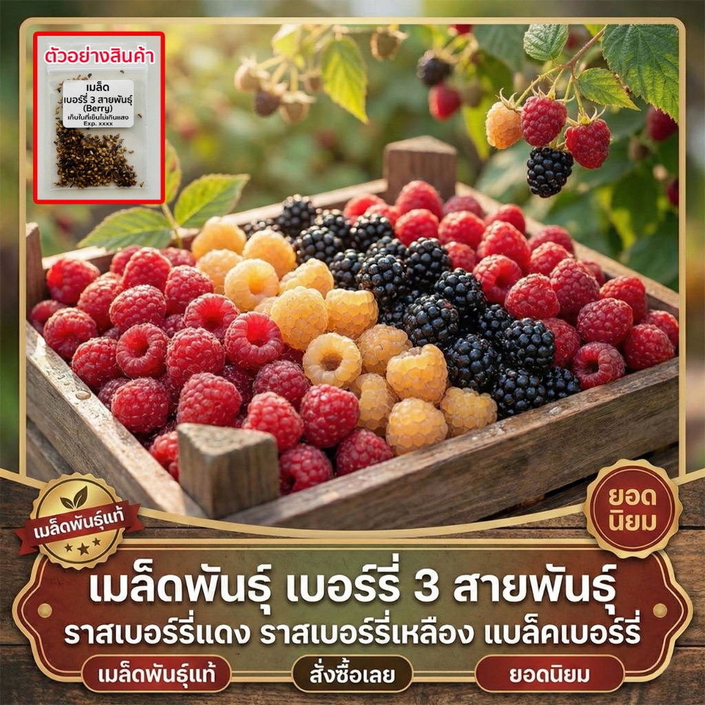 เมล็ดพันธุ์เบอร์รี่ 3 สายพันธุ์ berry แบล็คเบอร์รี่ แดง เหลือง 20-50 เมล็ด ☀️ ทนร้อน ทนแล้ง ดูแลง่าย (ซื้อ 10 แถม 1 )