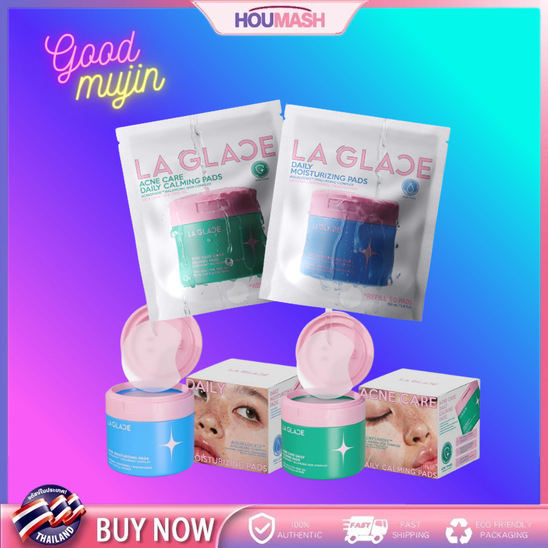 LA GLACE โทนเนอร์แพด 80 แผ่น Acne & Moist สูตรผิวเป็นสิว ลดสิวอักเสบ ผิวชุ่มชื้น พร้อมของแถม