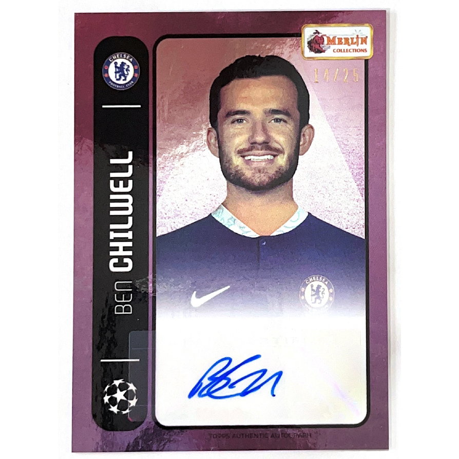 การ์ดฟุตบอลลายเซ็น จากกล่อง Topps Merlin Heritage 98 รุ่นปี 2022-23 ของแท้ 100%