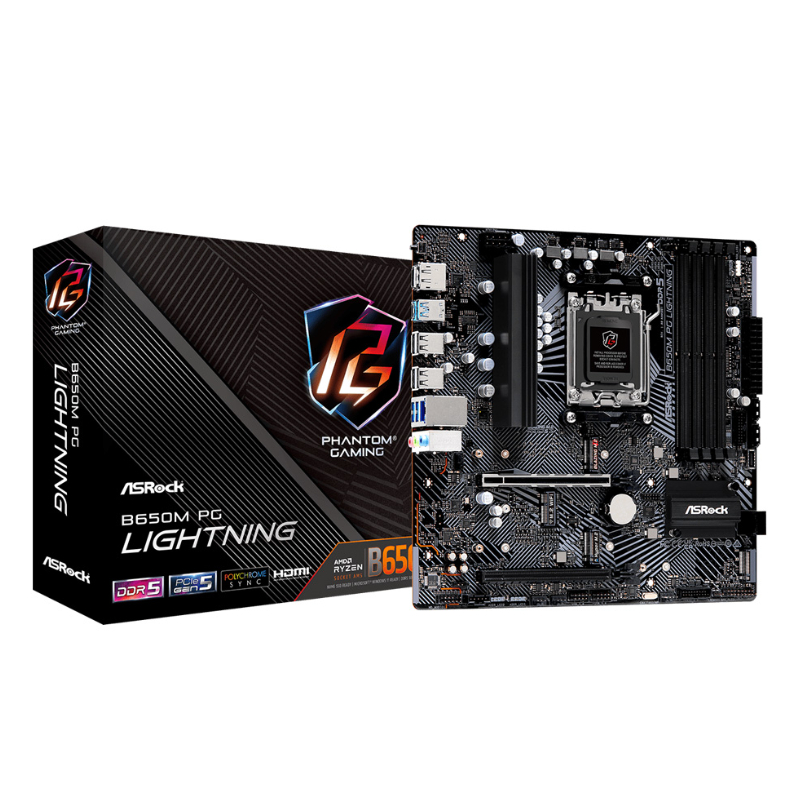 MAINBOARD ASROCK B650M PG LIGHTNING - AMD SOCKET AM5 DDR5 MICRO-ATX