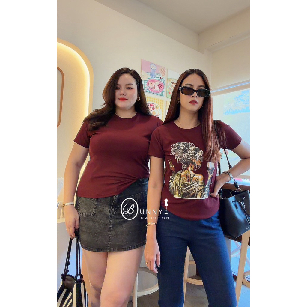 A227 Bunnyfashion เสื้อสลาฟคอกลมสกรีนลาย มี 3 ขนาดไซส์ เนื้อผ้าบาง