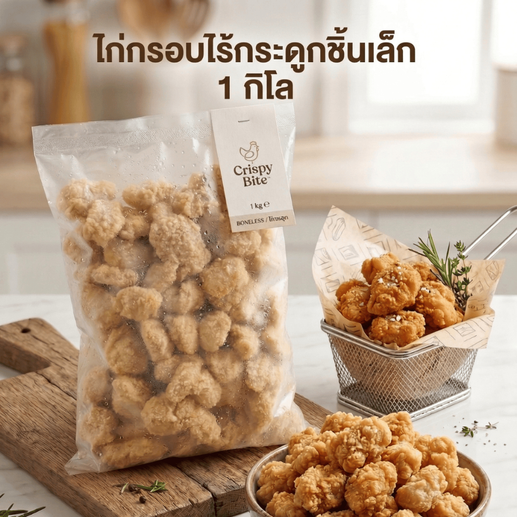 ไก่กรอบไร้กระดูกชิ้นเล็กพอดีคำ 1 กิโลไก่ป๊อป ไก่ทอดแช่แข็ง อาหารว่าง พร้อมทอด กรอบนอกนุ่มใน