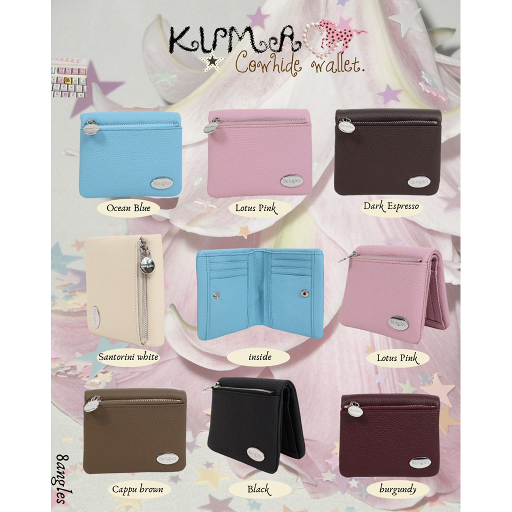 8anglesshop- กระเป๋าตัง Ku-Maหนังวัวแท้🪽🥐 Cowhide mini size ( ใส่เหรียญ+แบงค์พันได้) E046
