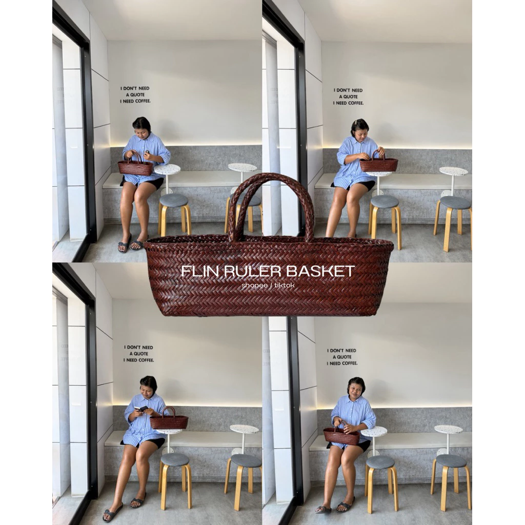 พร้อมส่ง FLIN - RULER BASKET กระเป๋ากระจูดย้อมสี