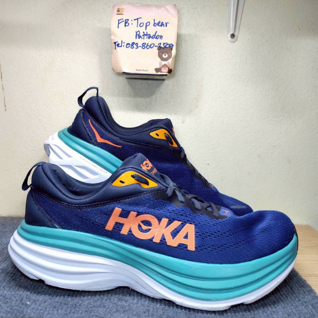Hoka Bondi 8 💙🌚 มือสองของแท้💯 ไซส์ Eu42.5 27cm.