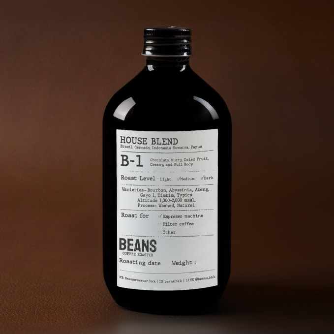 BEANS Coffee Roaster | B-1 House Blend เมล็ดกาแฟคั่วกลางเข้ม