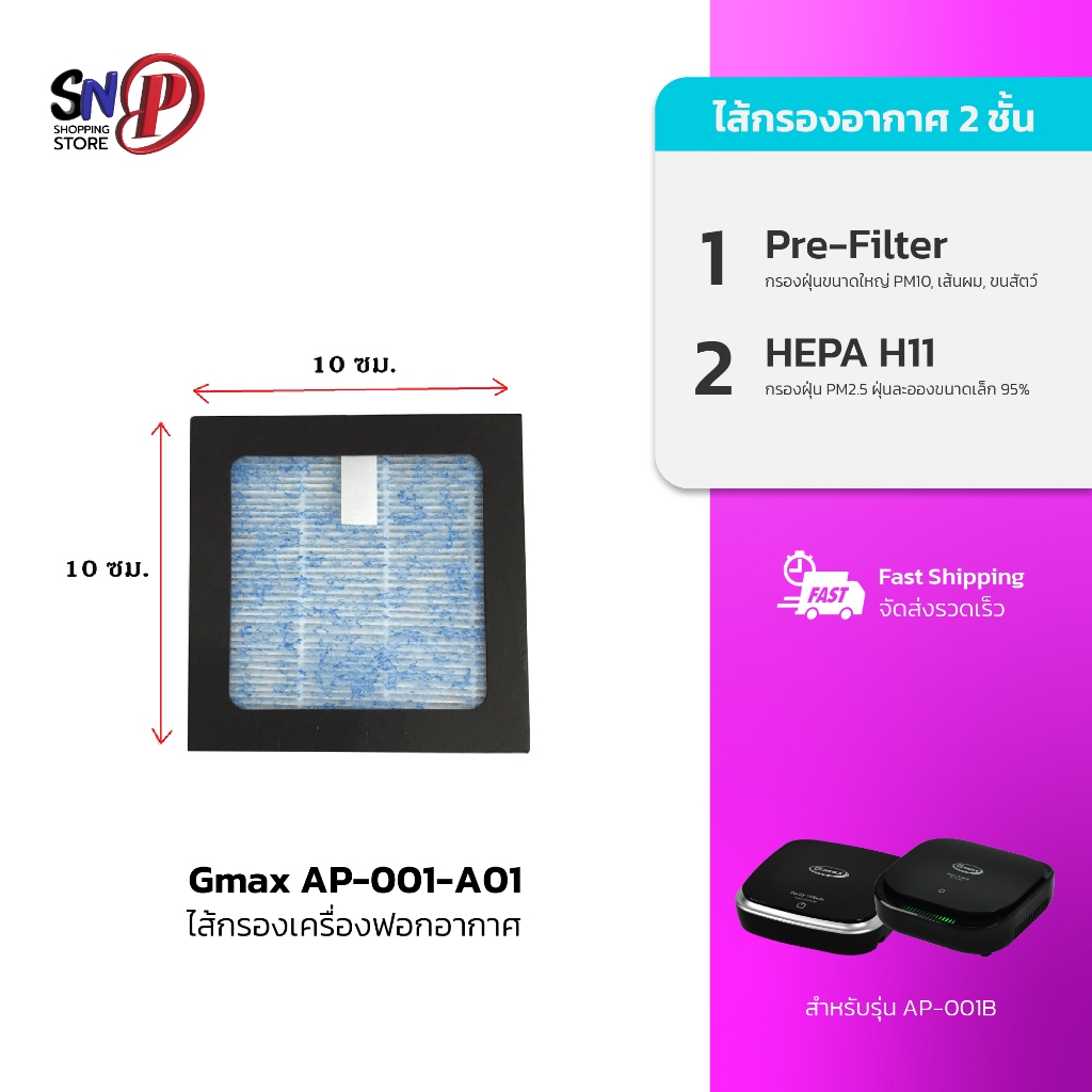 ไส้กรองเครื่องฟอกอากาศ 2 in 1 ในรถหรือโต๊ะทำงานรุ่น AP-001B /AP-001W