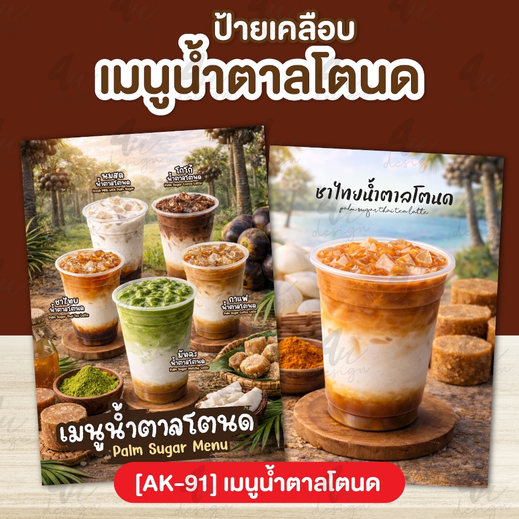 ป้ายเคลือบ เมนูน้ำตาลโตนด [AK-91]