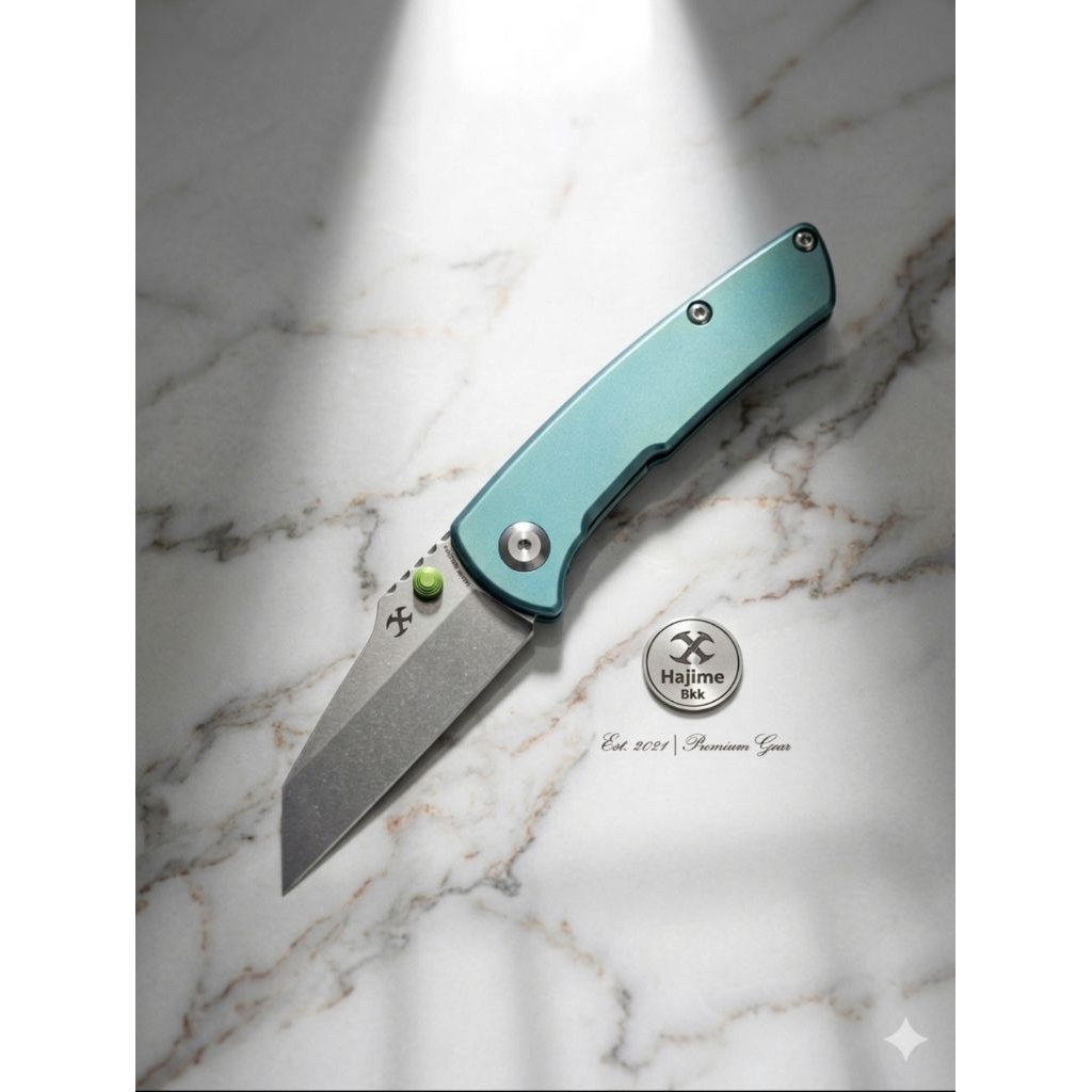 kansept little main street stonewashed s35vn green anodized titanium
