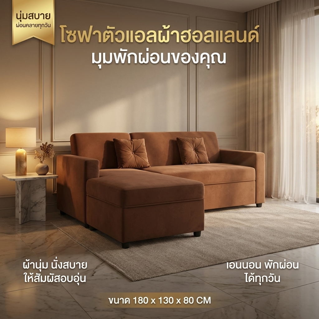 Queencosy โซฟา โซฟาตัวแอลมินิ  รุ่น MODINO โซฟาเข้ามุม ออกแบบโมเดริน สินค้ามีประกัน